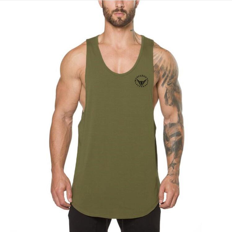 Men's Gym Cotton Singlets Bodybuilding Tank Top - Fitness Sleeveless Vest
