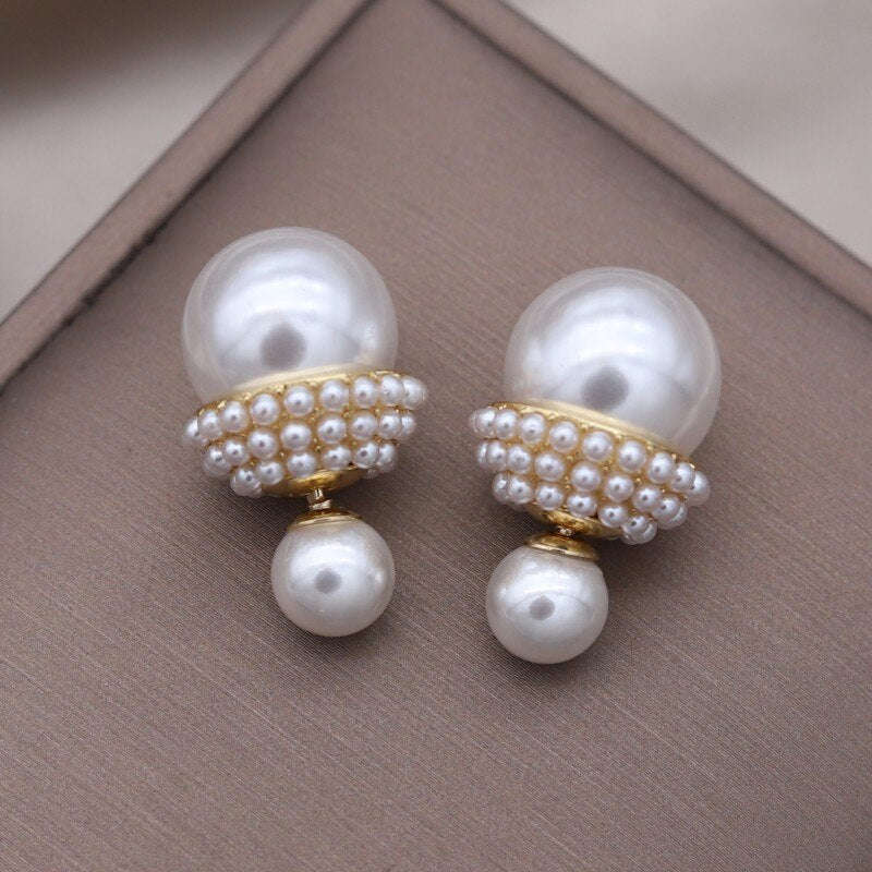 Korean Designed Simple Pearl Stud Earrings for Women - Elegant Daily Work Accessories