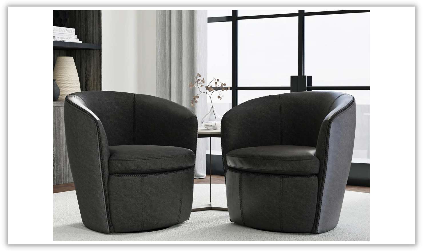 Barolo Leather Swivel Club Chair by Jennifer Furniture