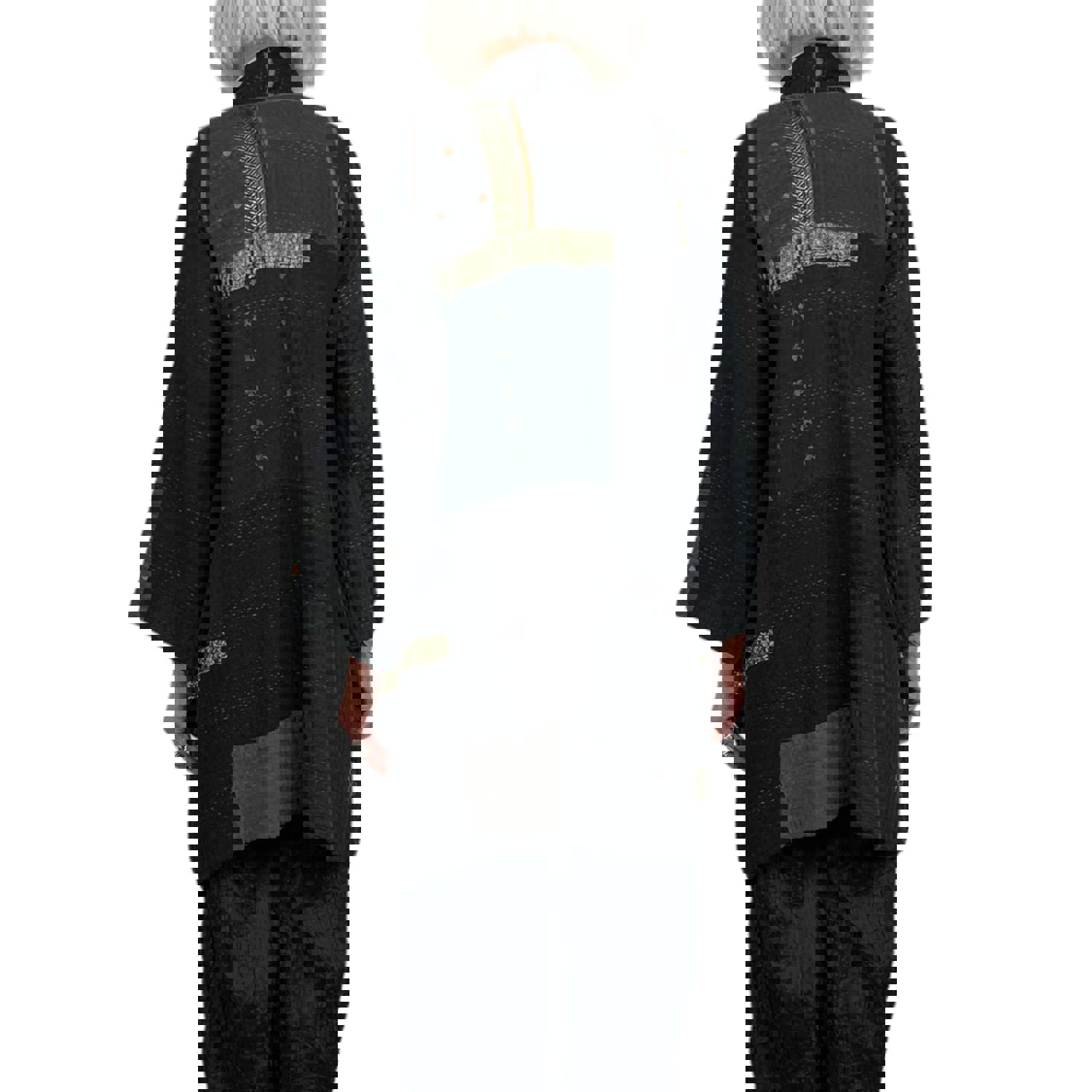 Reversible A-Line Jacket with Kimono Collar
