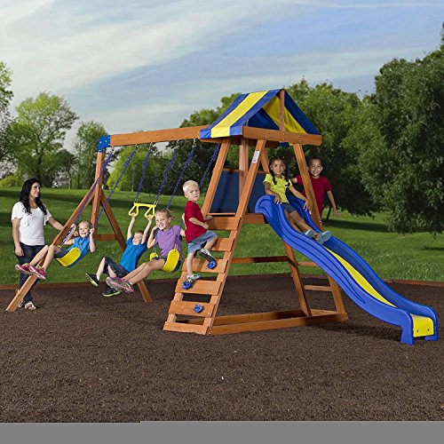 Skroutz Cedar Wooden Swing Set for Kids - Outdoor Playcenter with Safe Construction