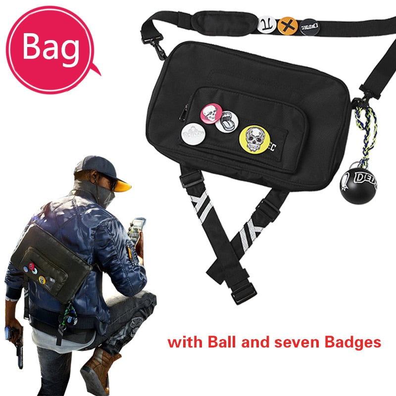 Watch Dogs 2 Marcus Holloway Unisex Cosplay Bag with Free Badge