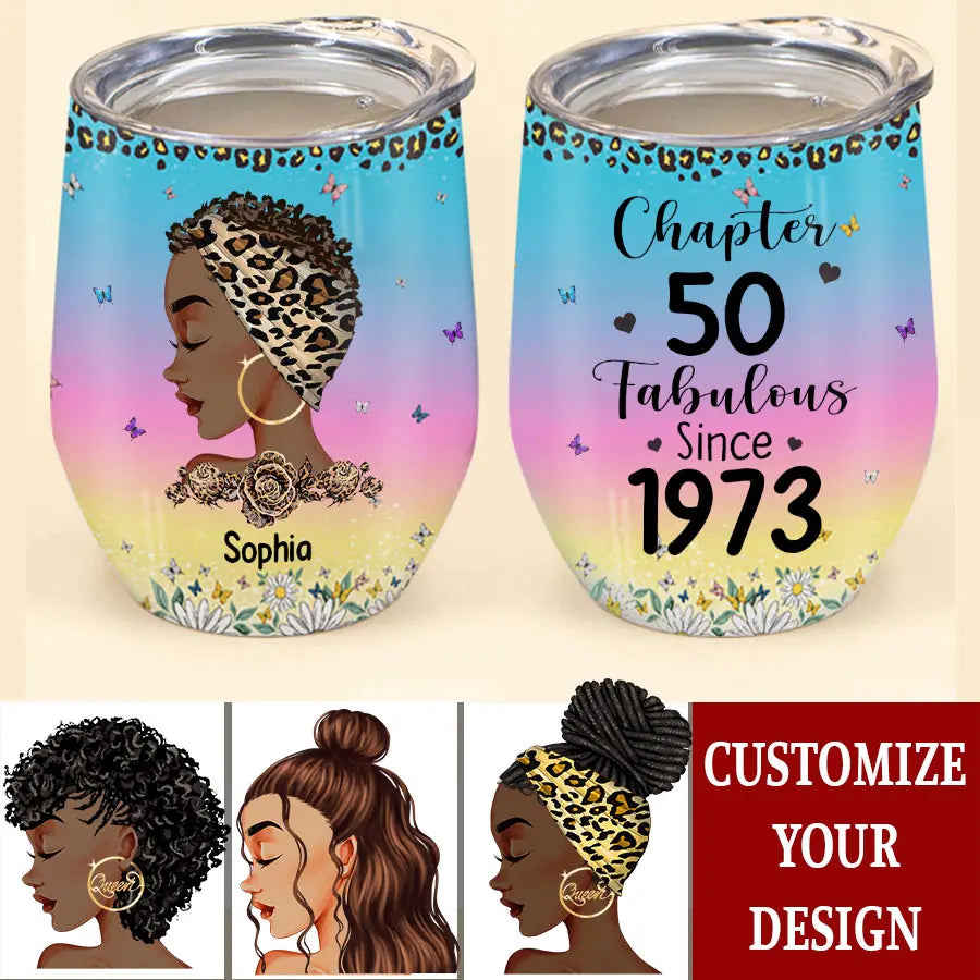 Personalized 50th Birthday Wine Tumbler - 1973 Stainless Steel 12oz Tumbler, Ideal Gift for Her