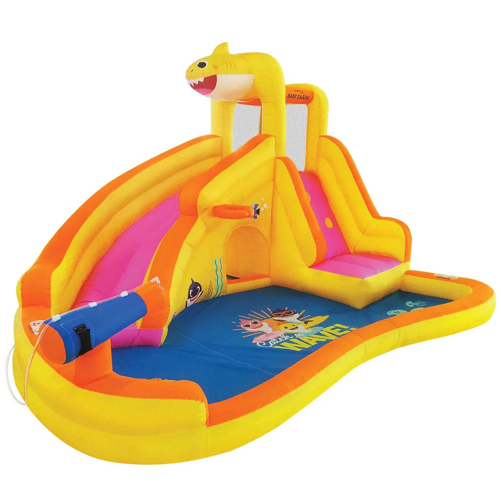 Baby Shark Inflatable Water Slide with Blower and Storage Bag for Outdoor Fun