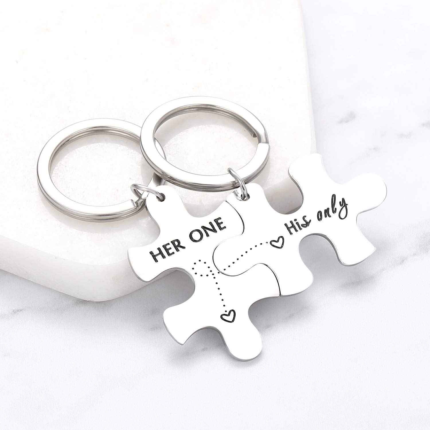 2pc Couples Keychains - His and Hers Puzzle Keychain Set for Anniversary, Valentine's Day, Christmas Gifts