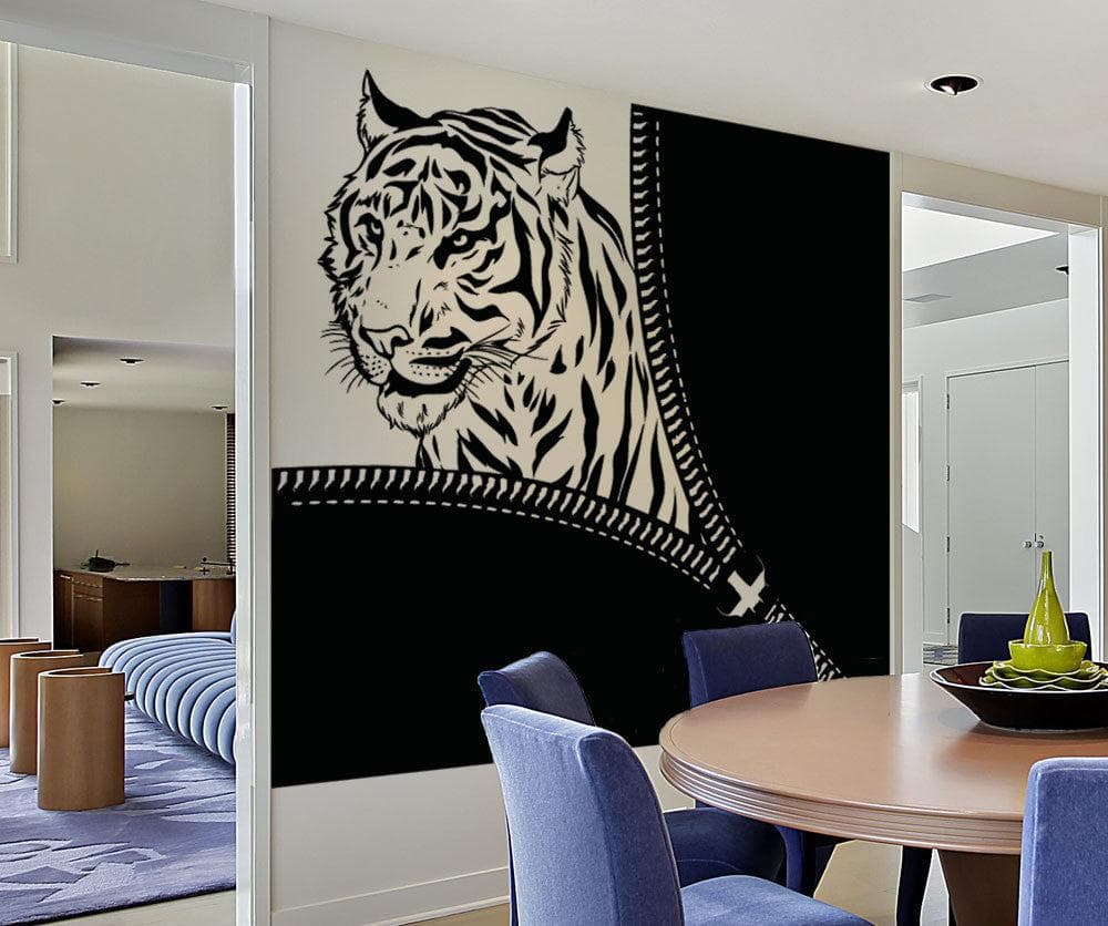 Vinyl Wall Decal Sticker Tiger Zipper #OS_AA1364