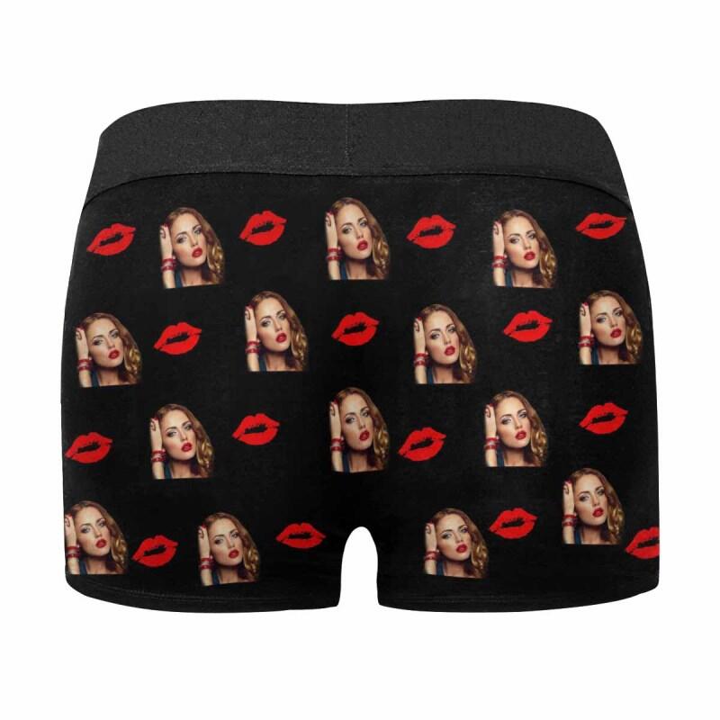 Custom Face Lip Cock Mens Boxer Briefs - Personalized Photo Underwear for Valentines Day Gift