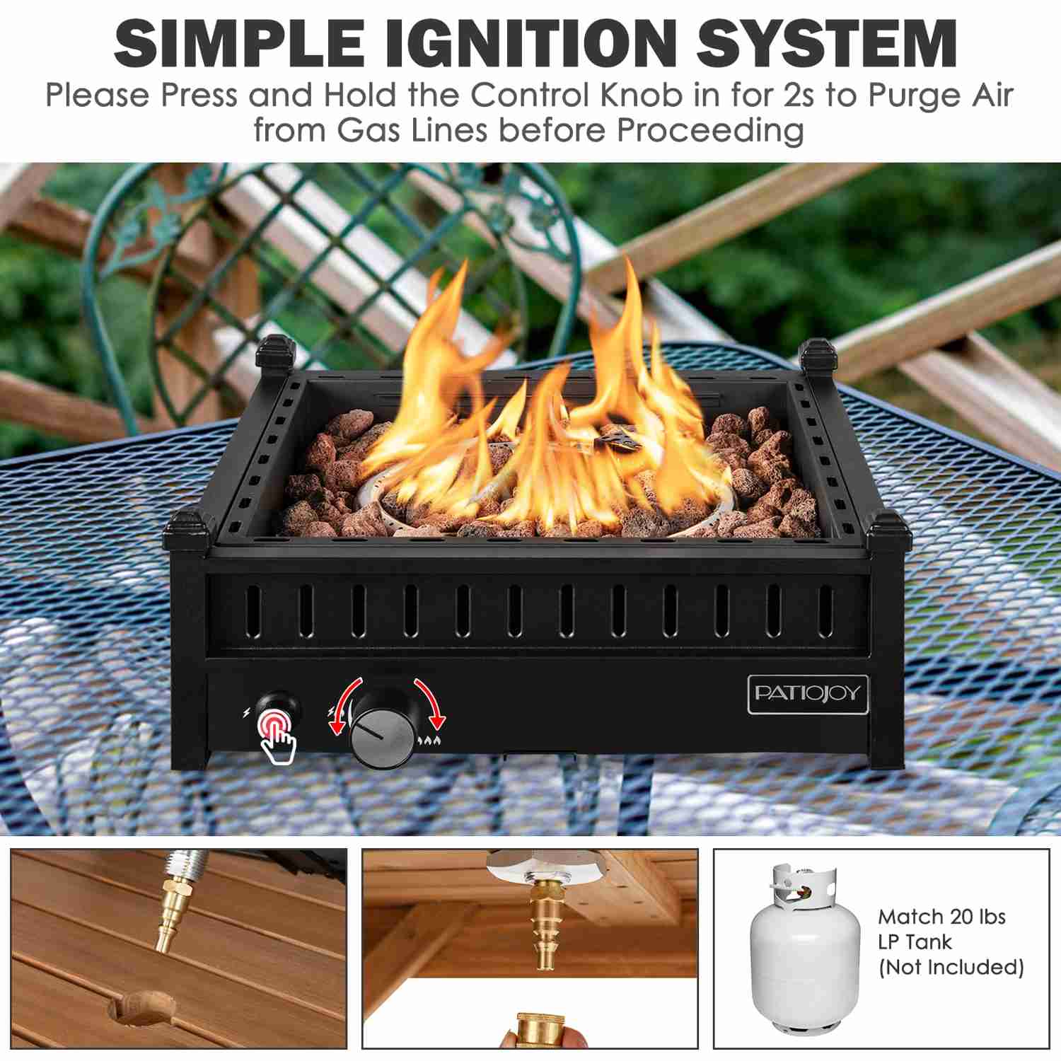 Tangkula Portable Tabletop Propane Fire Pit, 40,000 BTU Table Top Fireplace with Simple Ignition System
