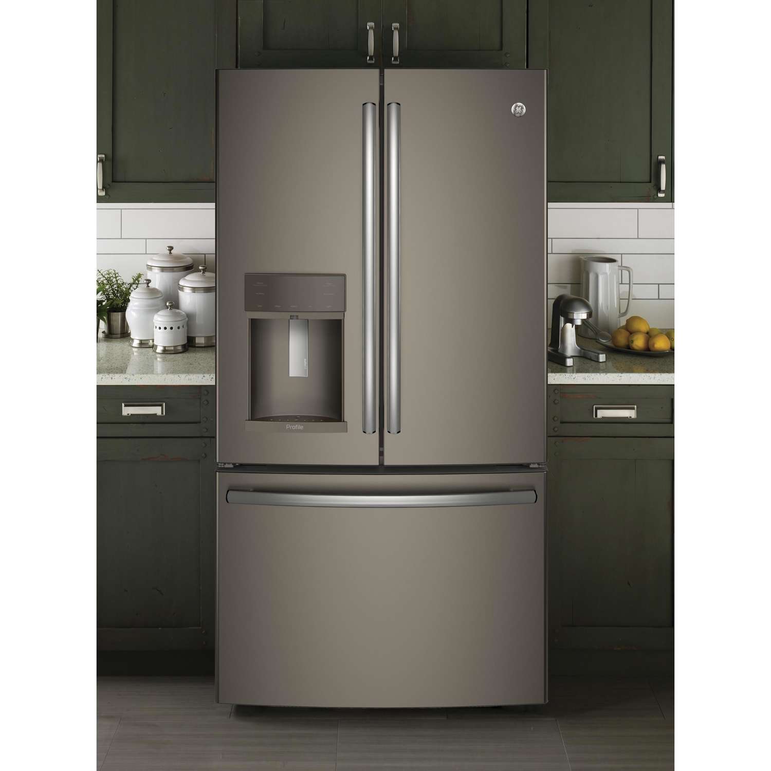 GE Profile 36-inch Counter-Depth French 3-Door Refrigerator with Water and Ice Dispenser