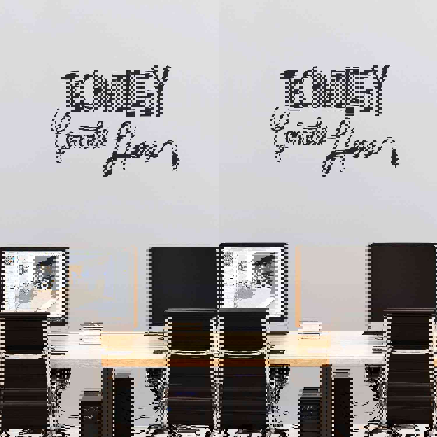 Technology Connects Here Office Quote Vinyl Wall Decal Sticker