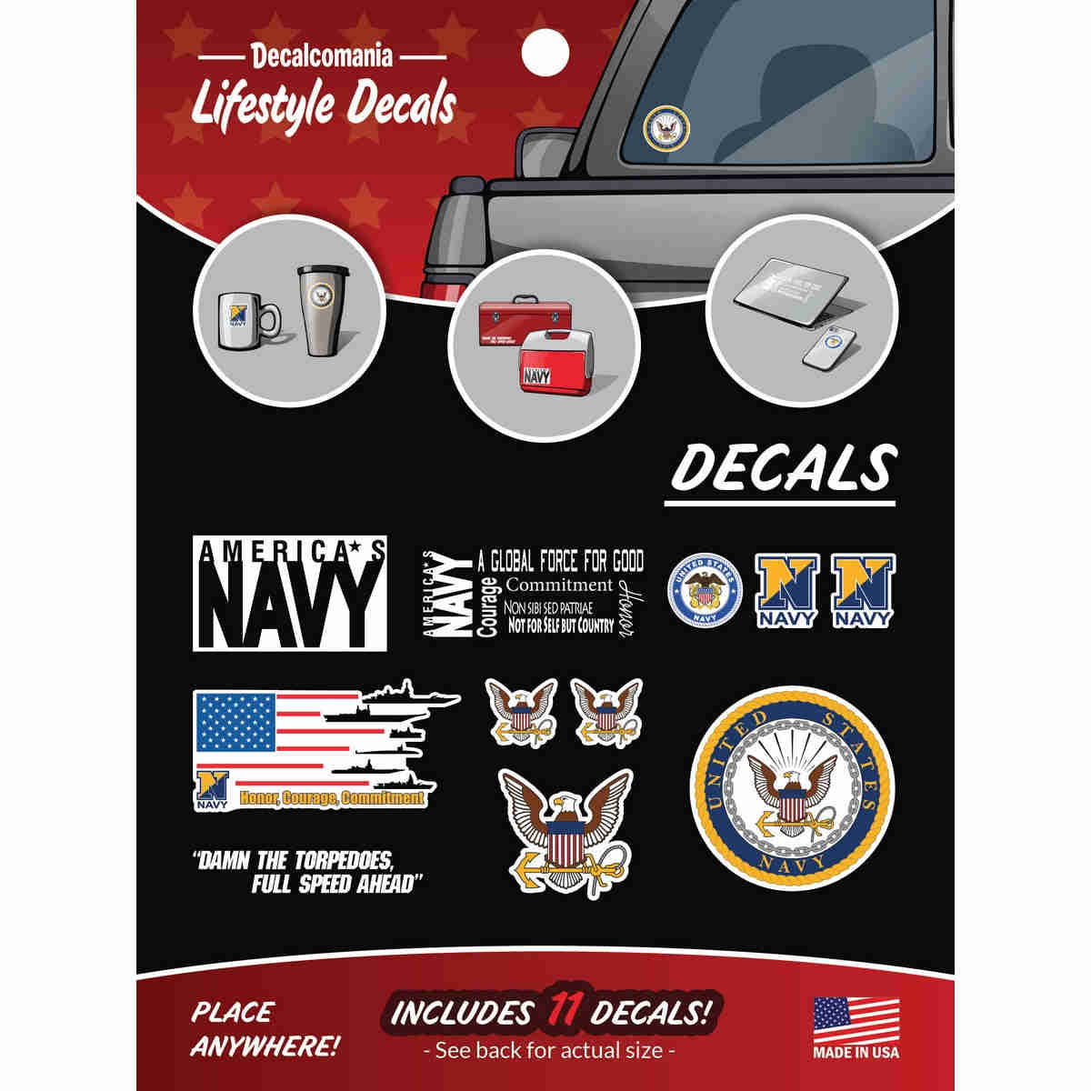 U.S. Navy Decals Value Pack - 11 High-Quality Stickers