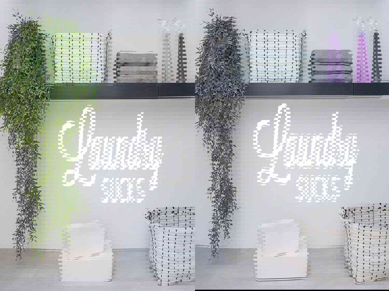 Laundry Sucks Cursive Wall Decal for Laundry Room