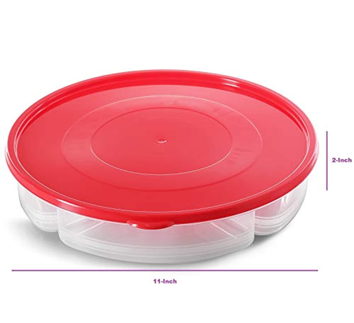Zilpoo 2 Pack - 6 Compartment Round Plastic Food Storage Container with Lid