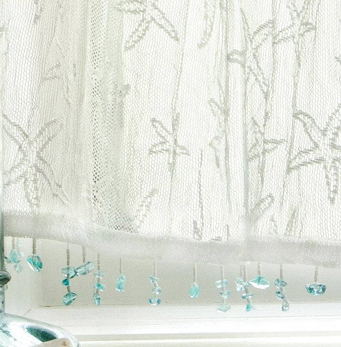 Sea Splash Starfish Sheer Curtains - Beach Cottage Window Decor