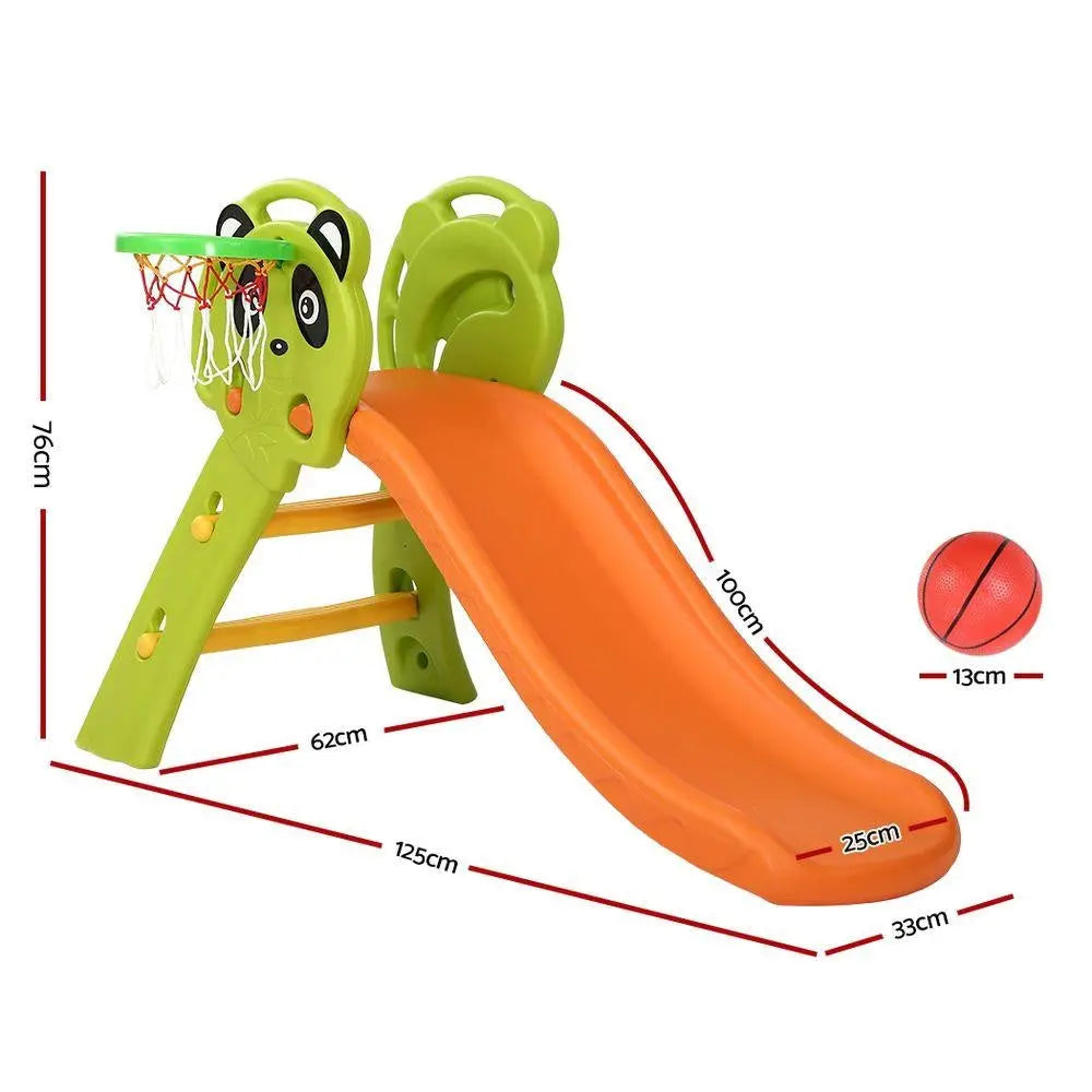 Keezi Kids Slide Basketball Hoop Activity Center - Outdoor Toddler Play Set (Orange)