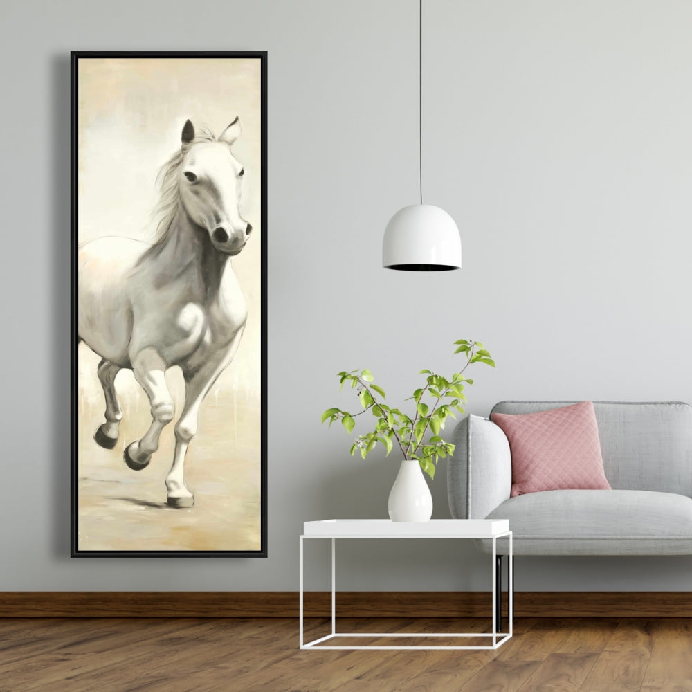 Gallant White Horse Fine Art Gallery Wrapped Canvas 16x48