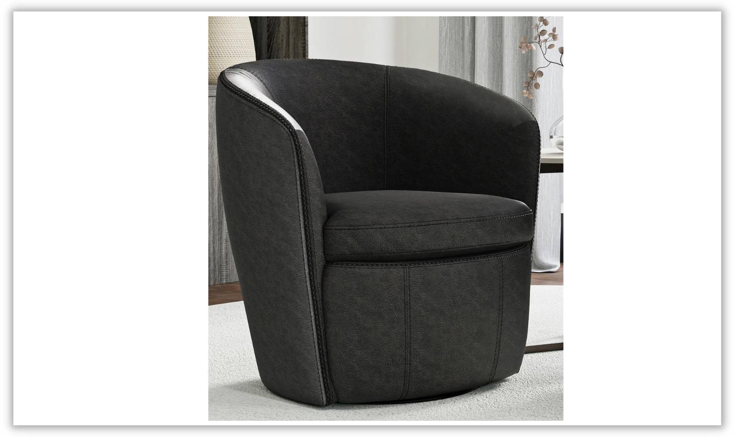 Barolo Leather Swivel Club Chair by Jennifer Furniture