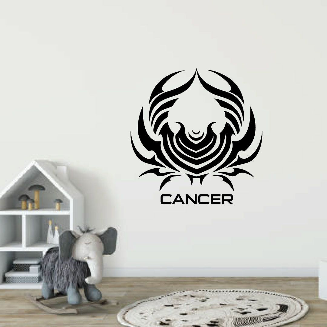 Horoscope Vinyl Wall Art Sticker Decal - Cancer Crab Silhouette Water Sign Symbol
