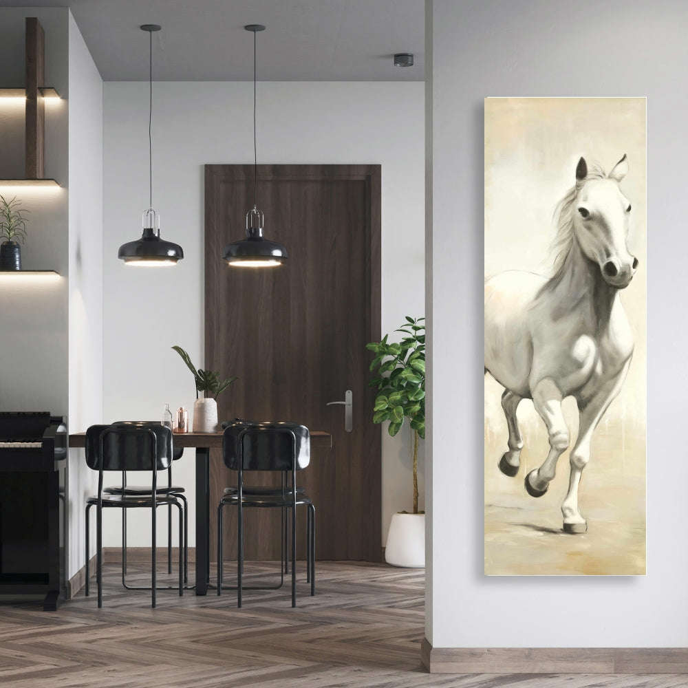 Gallant White Horse Fine Art Gallery Wrapped Canvas 16x48