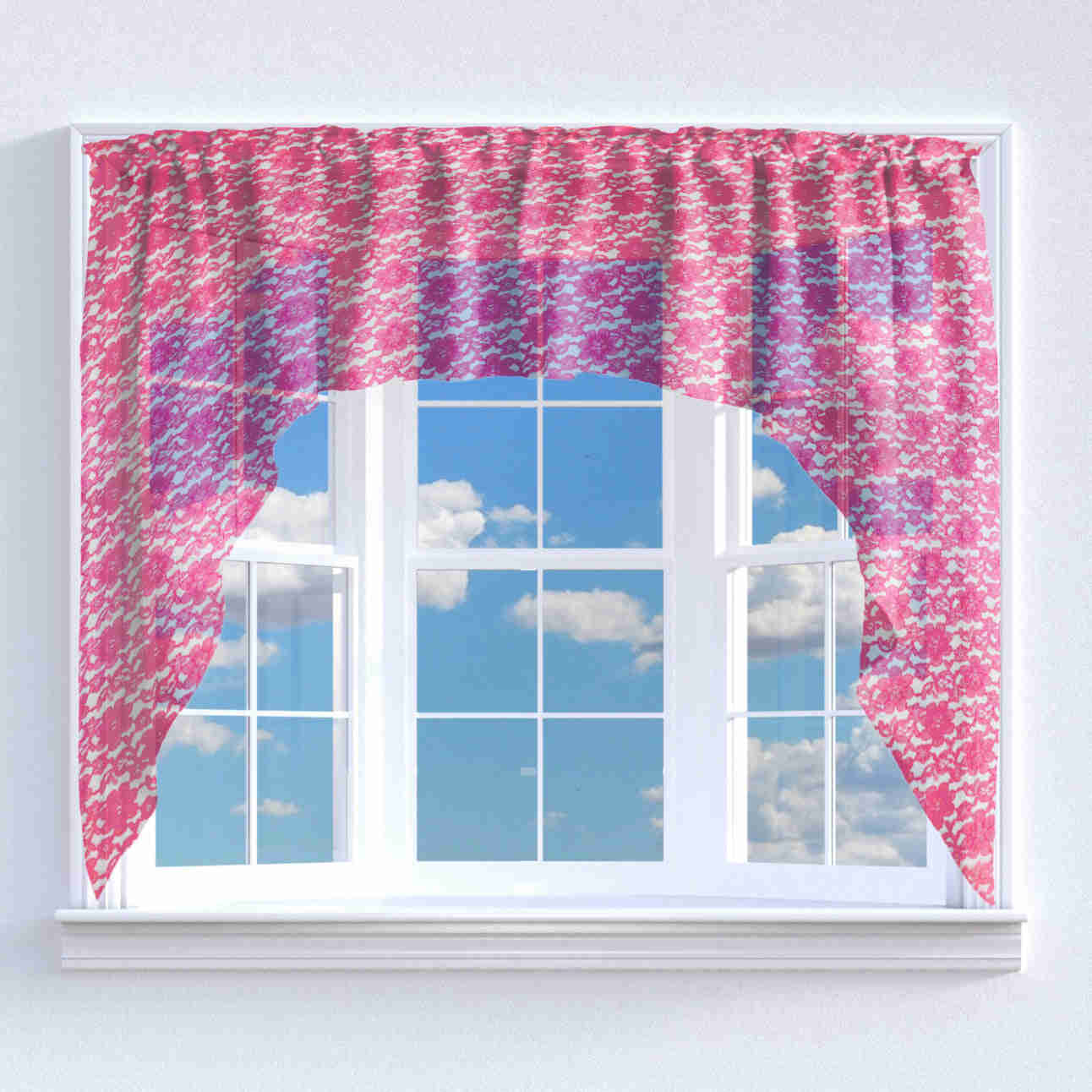 Floral Lace Swag Window Valance - 72" Wide / 36" Tall