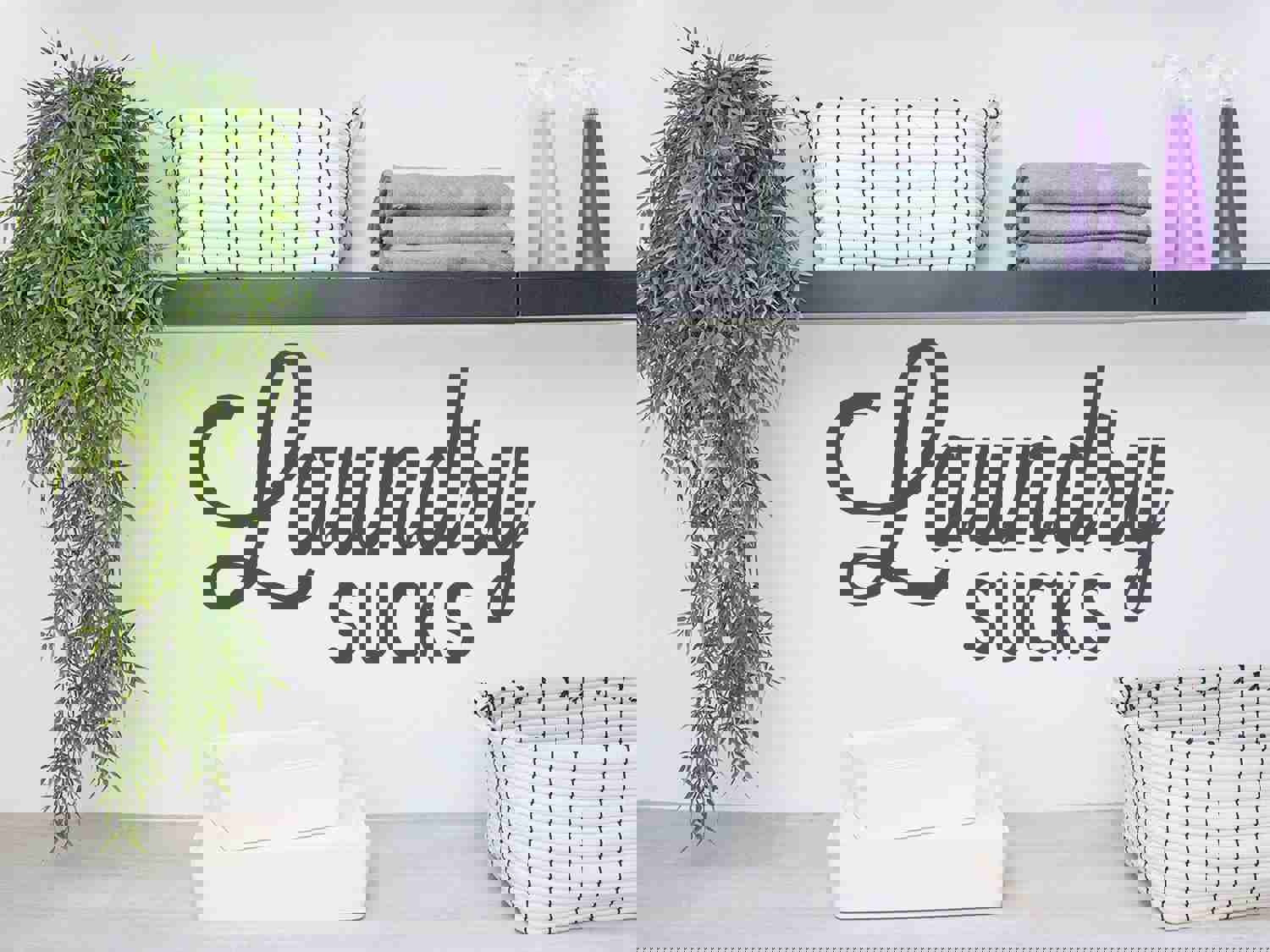 Laundry Sucks Cursive Wall Decal for Laundry Room