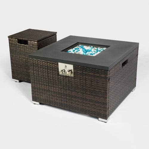 32in Outdoor Rectangle Propane Fire Pit Table with Tank Cover