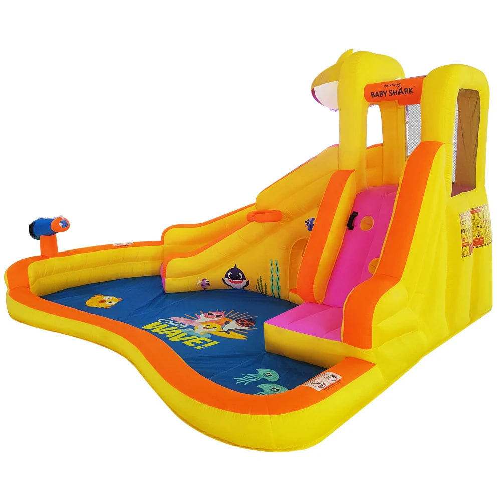 Baby Shark Inflatable Water Slide with Blower and Storage Bag for Outdoor Fun
