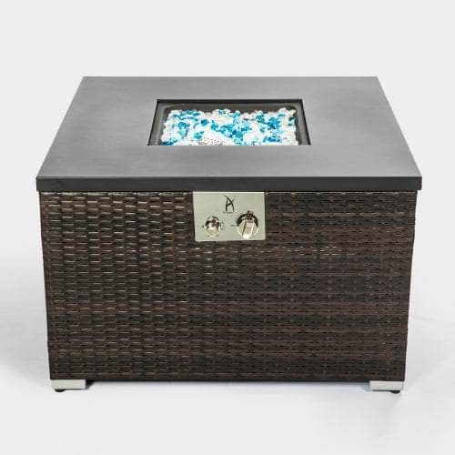 32in Outdoor Rectangle Propane Fire Pit Table with Tank Cover