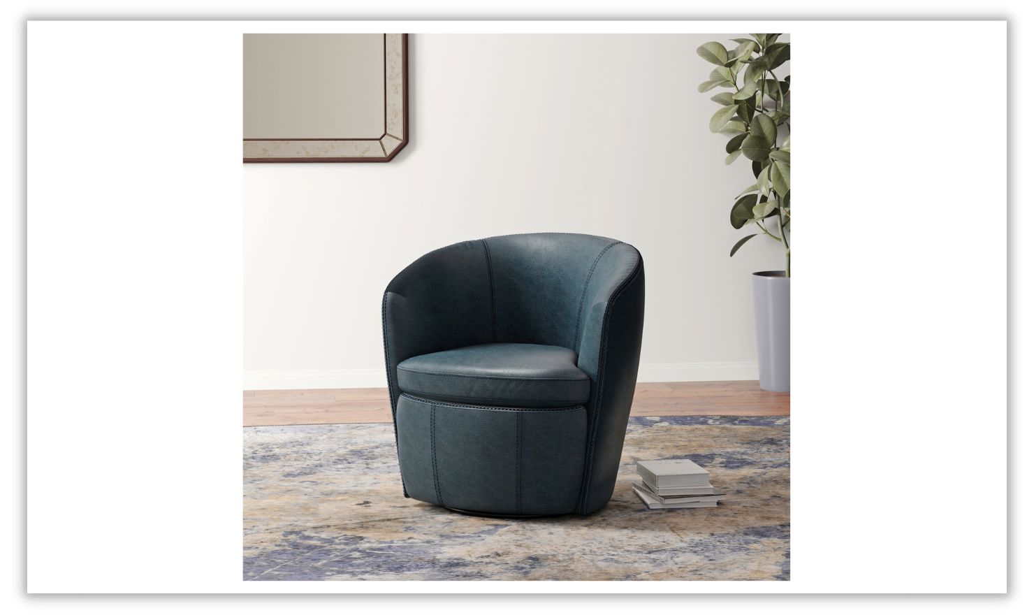 Barolo Leather Swivel Club Chair by Jennifer Furniture
