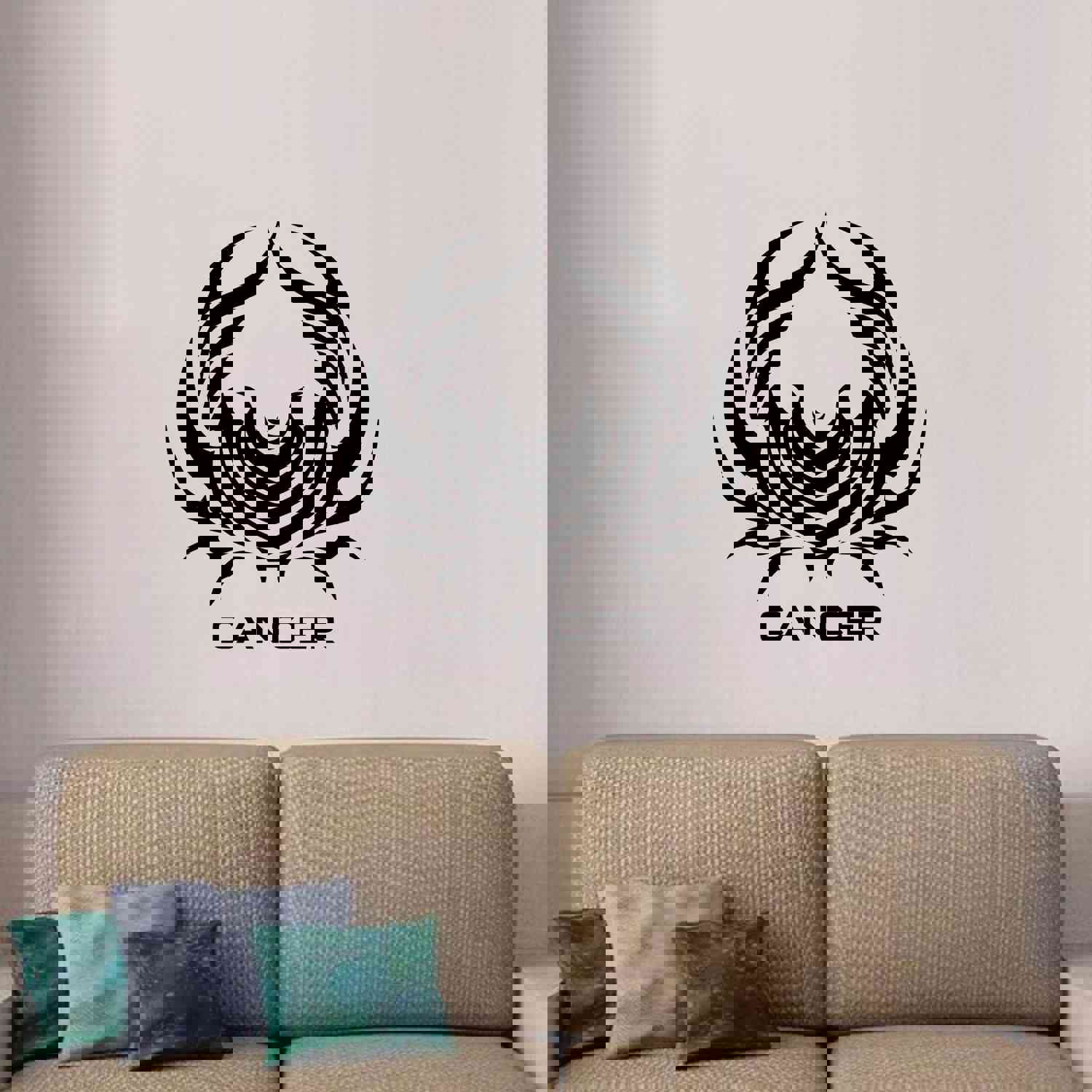 Horoscope Vinyl Wall Art Sticker Decal - Cancer Crab Silhouette Water Sign Symbol