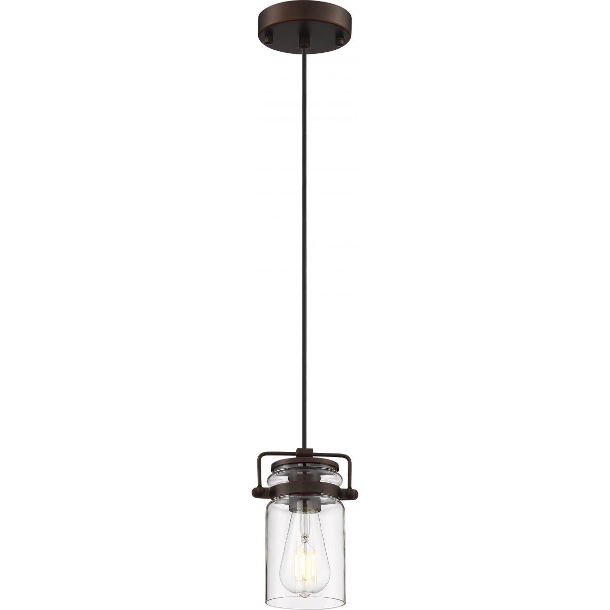 Antebellum 1 LT Mini Pendant with Clear Glass and Mahogany Bronze Finish