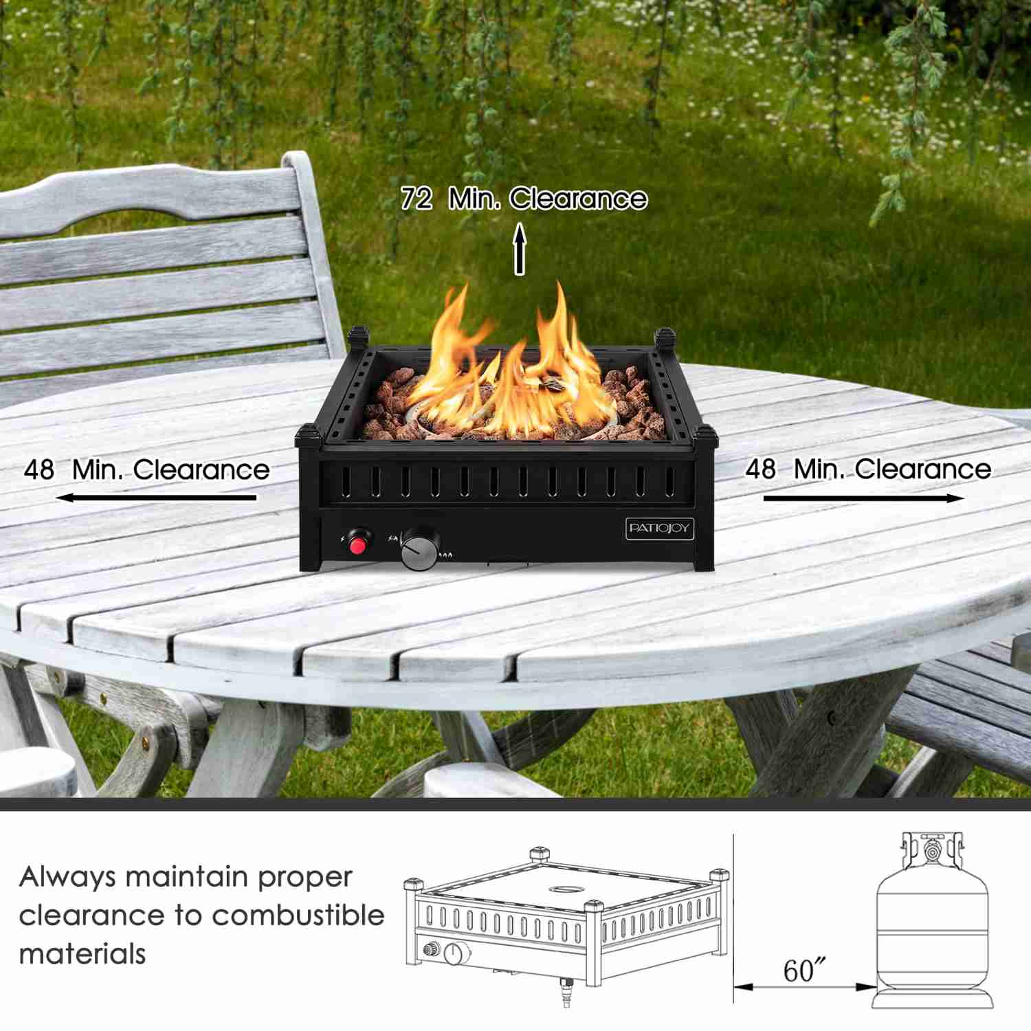 Tangkula Portable Tabletop Propane Fire Pit, 40,000 BTU Table Top Fireplace with Simple Ignition System