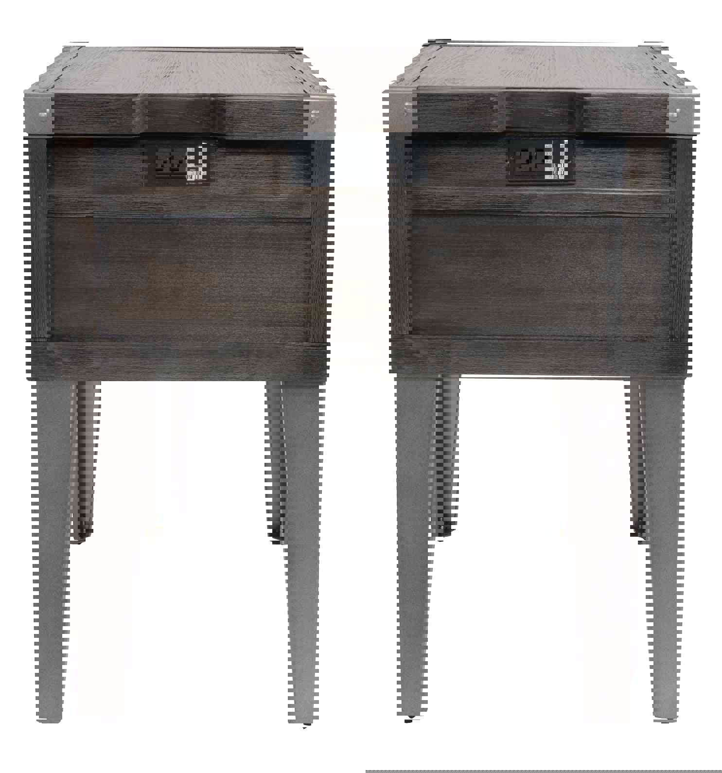 Todoe Rectangular End Table - Rustic-Industrial Style with USB Charging