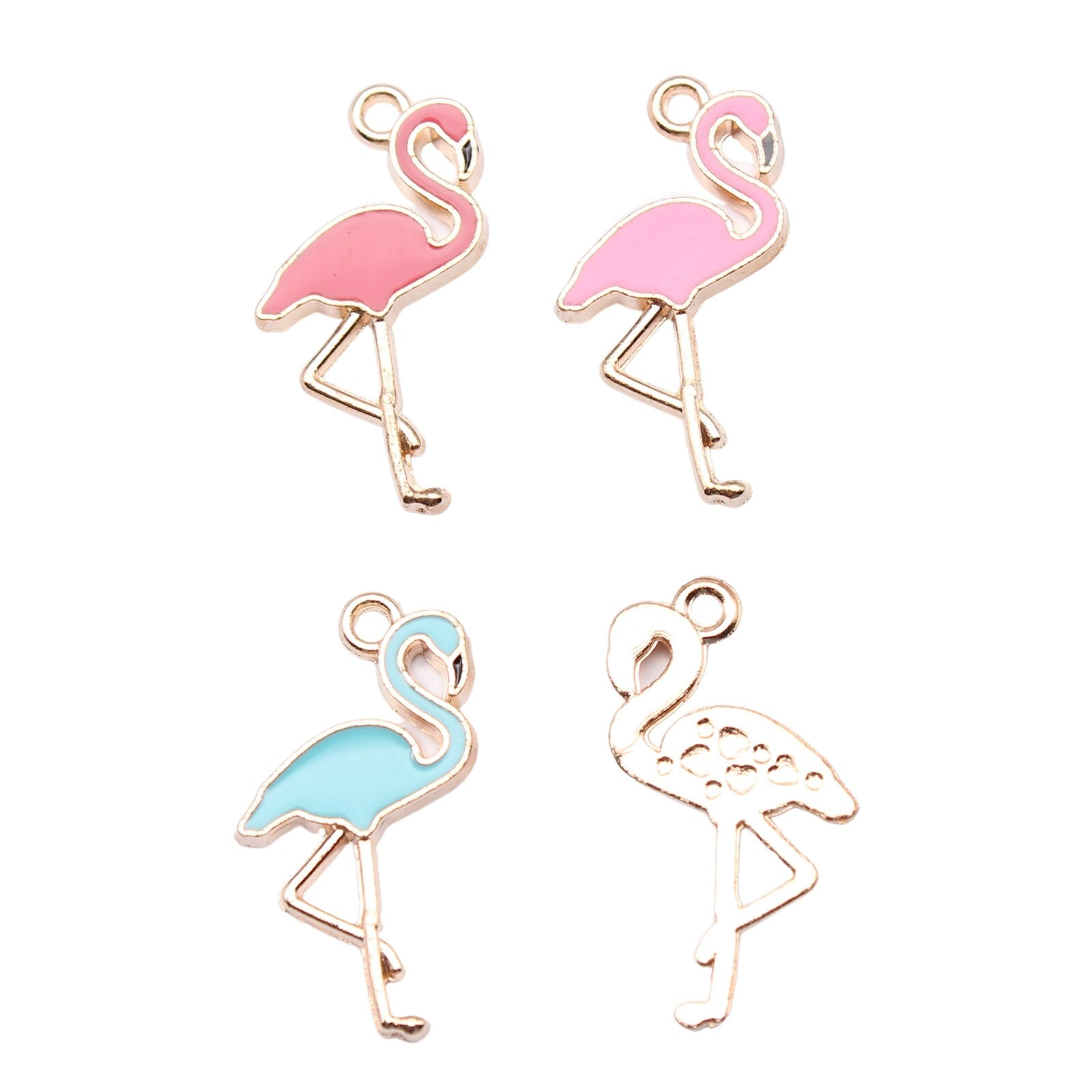 10pcs 25.5x13mm 4 Colors Enamel Flamingo Charms Pendant for DIY Jewelry Making