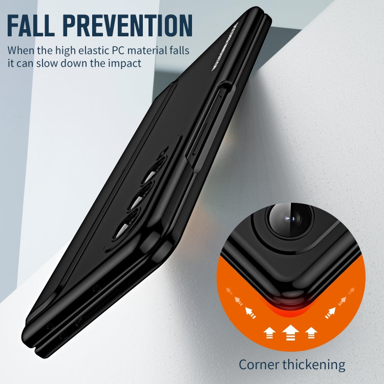 For Samsung Galaxy Z Fold4 2 in 1 Detachable PC Folding Phone Case with Holder & Pen Slot (Black)