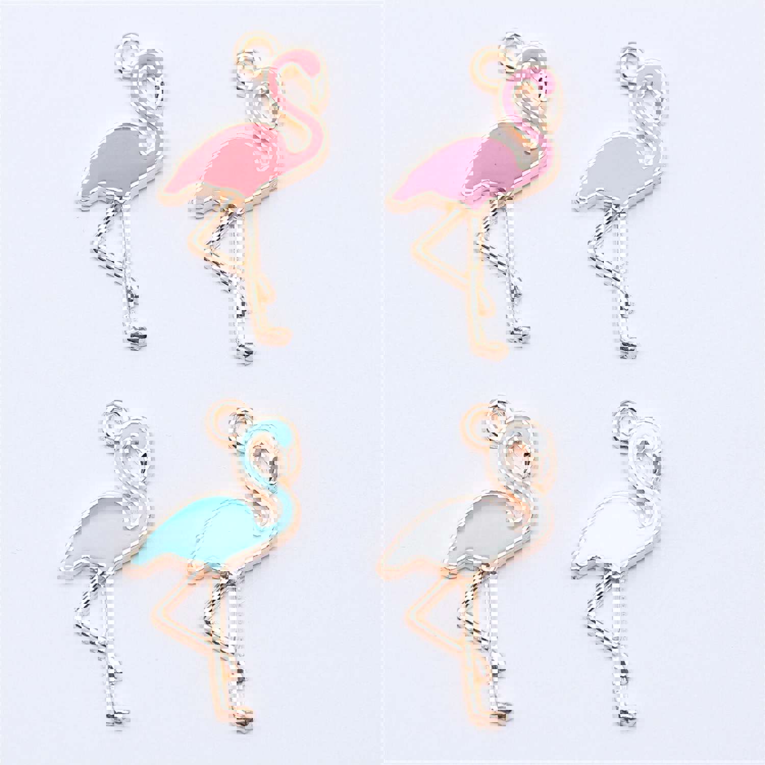 10pcs 25.5x13mm 4 Colors Enamel Flamingo Charms Pendant for DIY Jewelry Making
