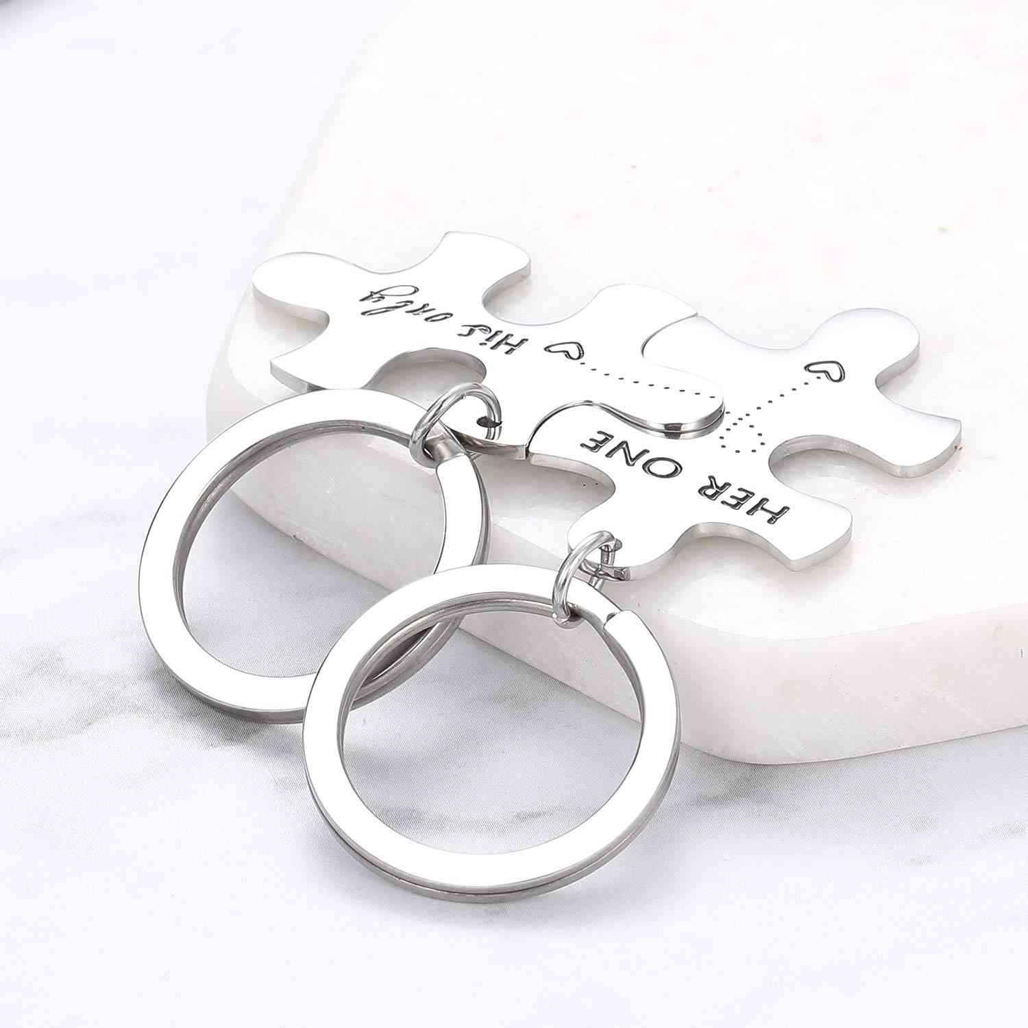 2pc Couples Keychains - His and Hers Puzzle Keychain Set for Anniversary, Valentine's Day, Christmas Gifts