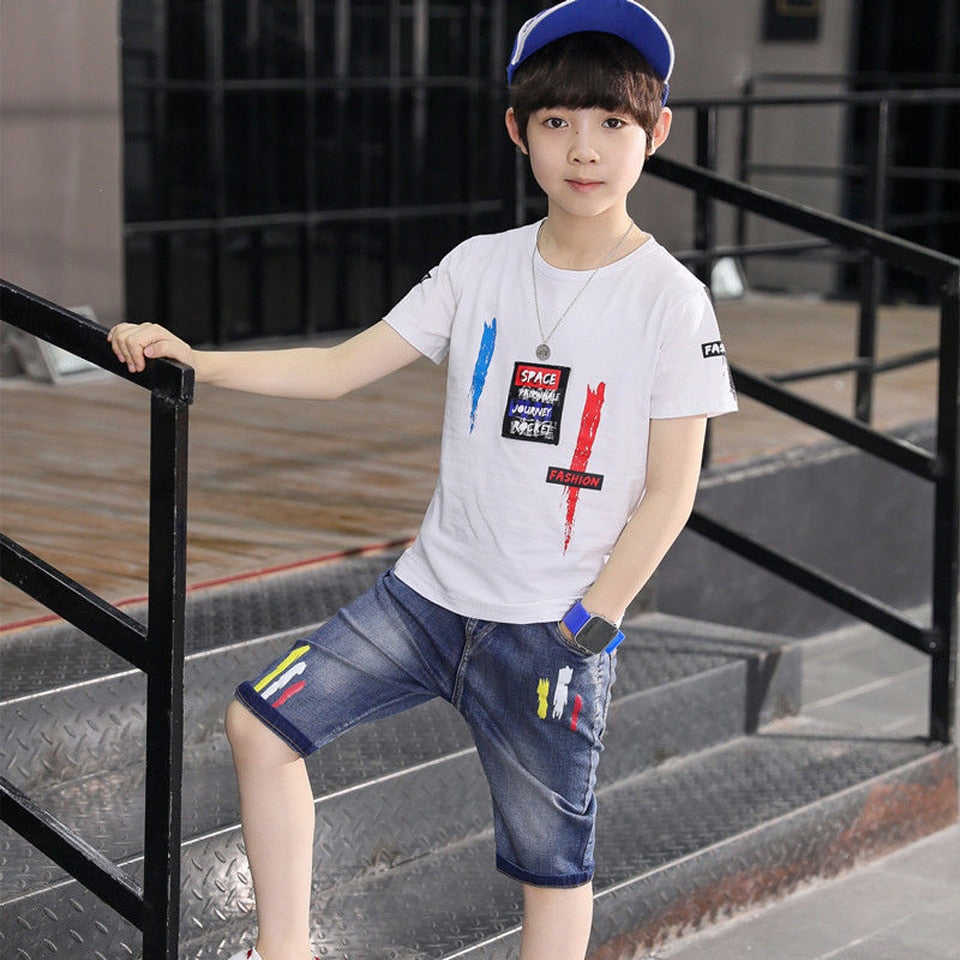Sport Suits for Teenage Boys - Summer Clothing Sets with Short Sleeve T-Shirt & Pants (3-13 Years)