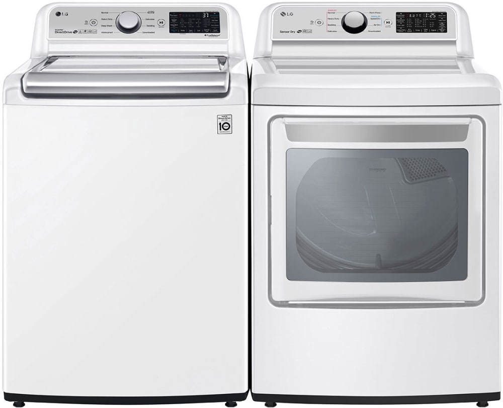 LG 27 in. 4.8 cu. ft. Mega Capacity White Top Load Washer and 7.3 Cu.Ft. Ultra Large High Efficiency Gas Dryer Combo