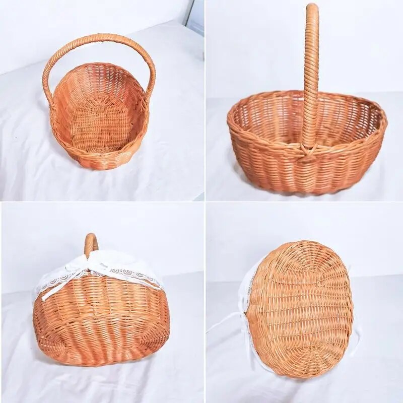 Eco-Friendly Wicker Basket for Picnic, Garden, and Storage