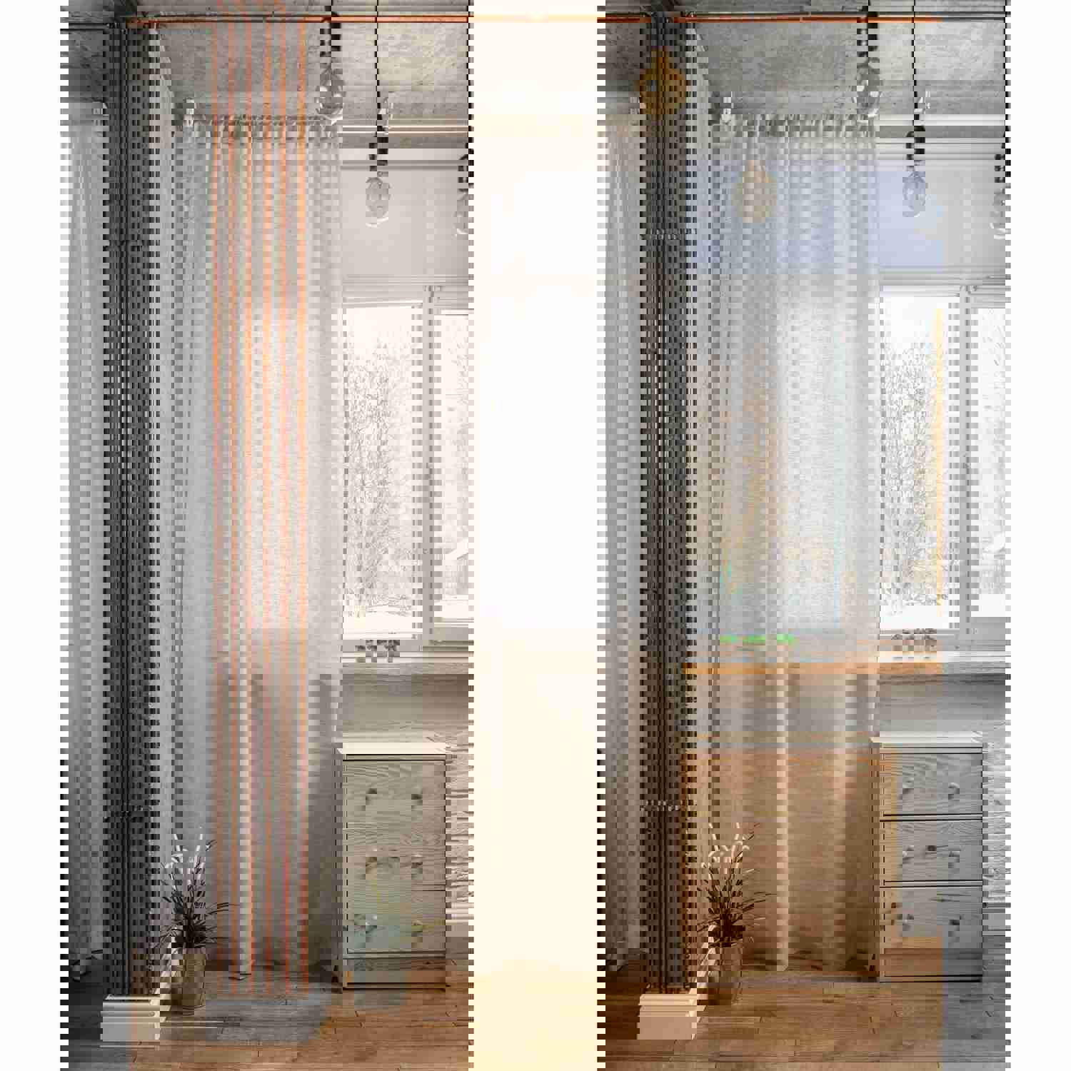 Linen Sheer Curtain - Tab Top, Rod Pocket or Hidden Tabs - Unlined Sheer Curtain Panel