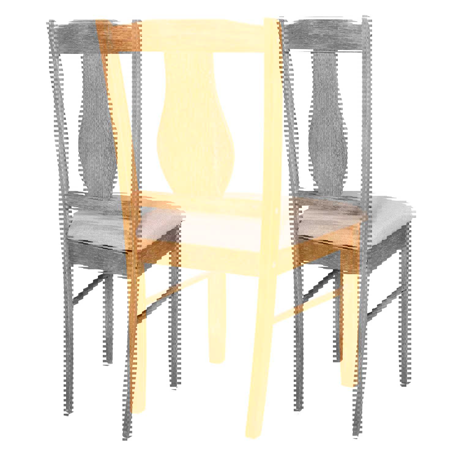 TREXM 5-Piece Kitchen Dining Table Set with Wooden Table and 4 Upholstered Chairs (Drift Wood)