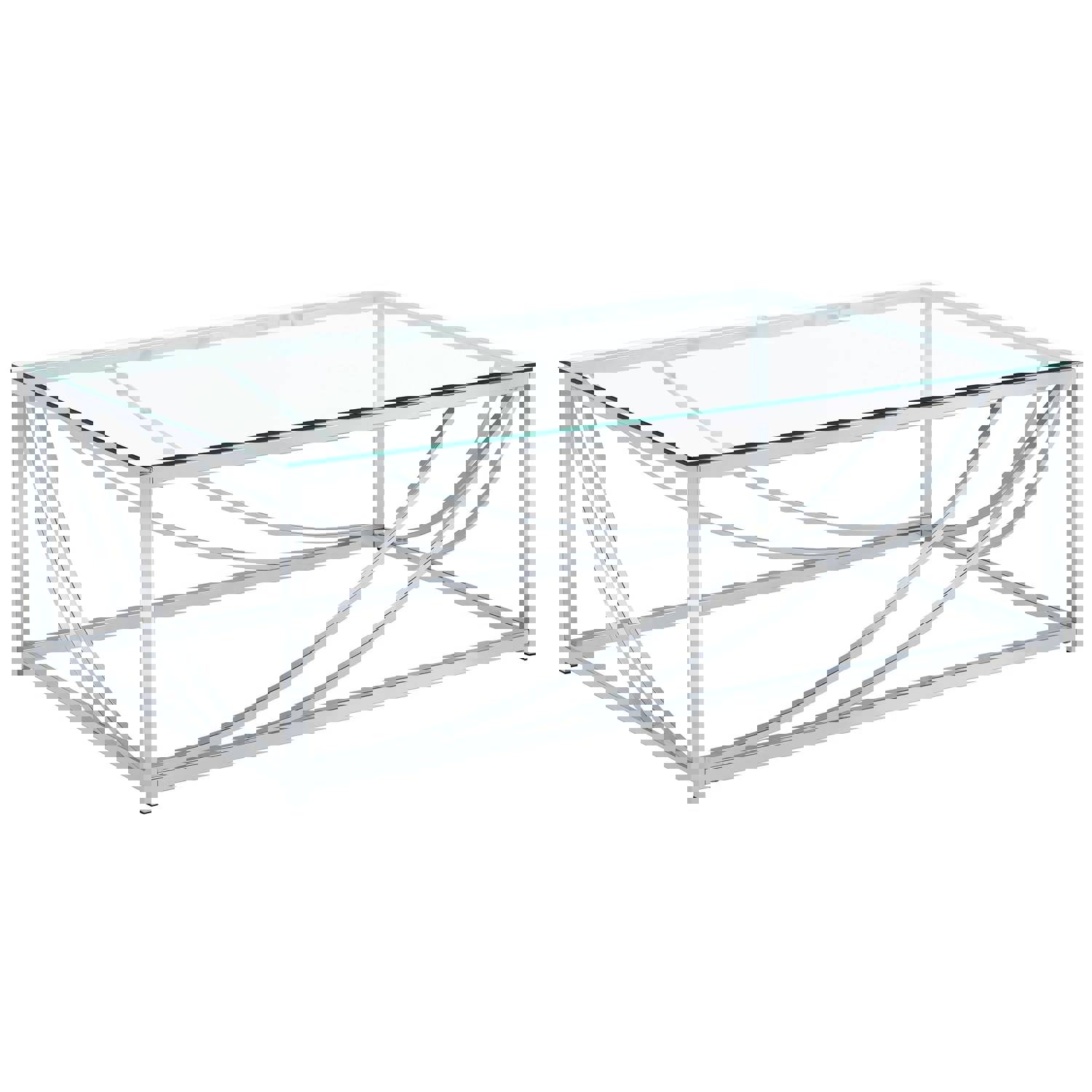 Lille Glass Top Rectangular Coffee Table with Chrome Accents