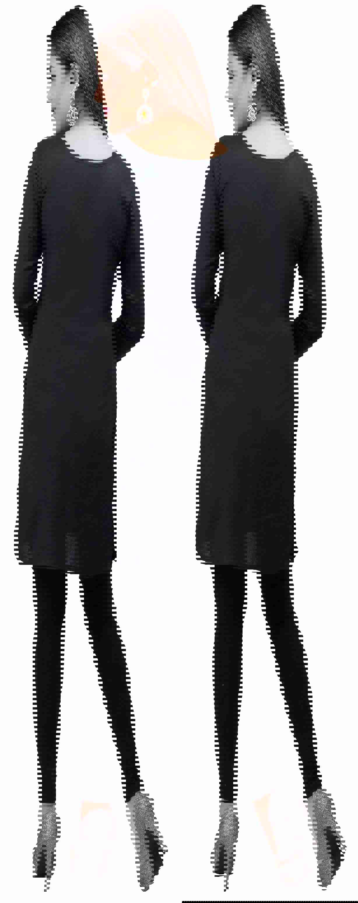 India Women's Embroidered Kurti Top - Black/Yellow