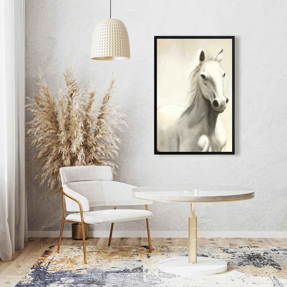 Gallant White Horse Fine Art Gallery Wrapped Canvas 16x48