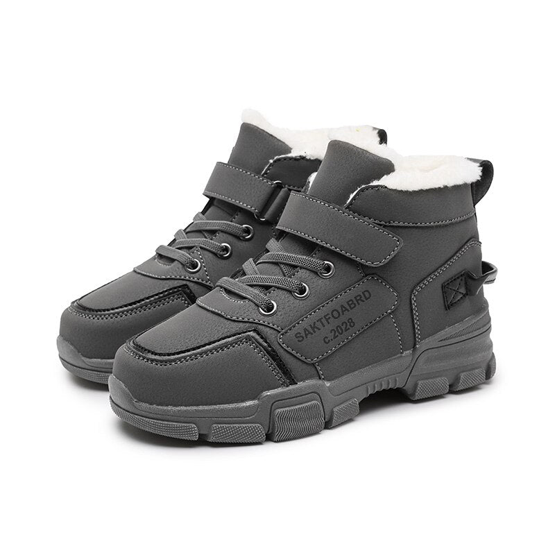 KGFHE Boys Winter Sneakers - Warm Ankle Boots for Kids, Fashion Outdoor Sports Shoes