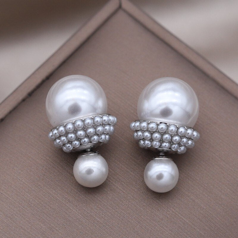 Korean Designed Simple Pearl Stud Earrings for Women - Elegant Daily Work Accessories