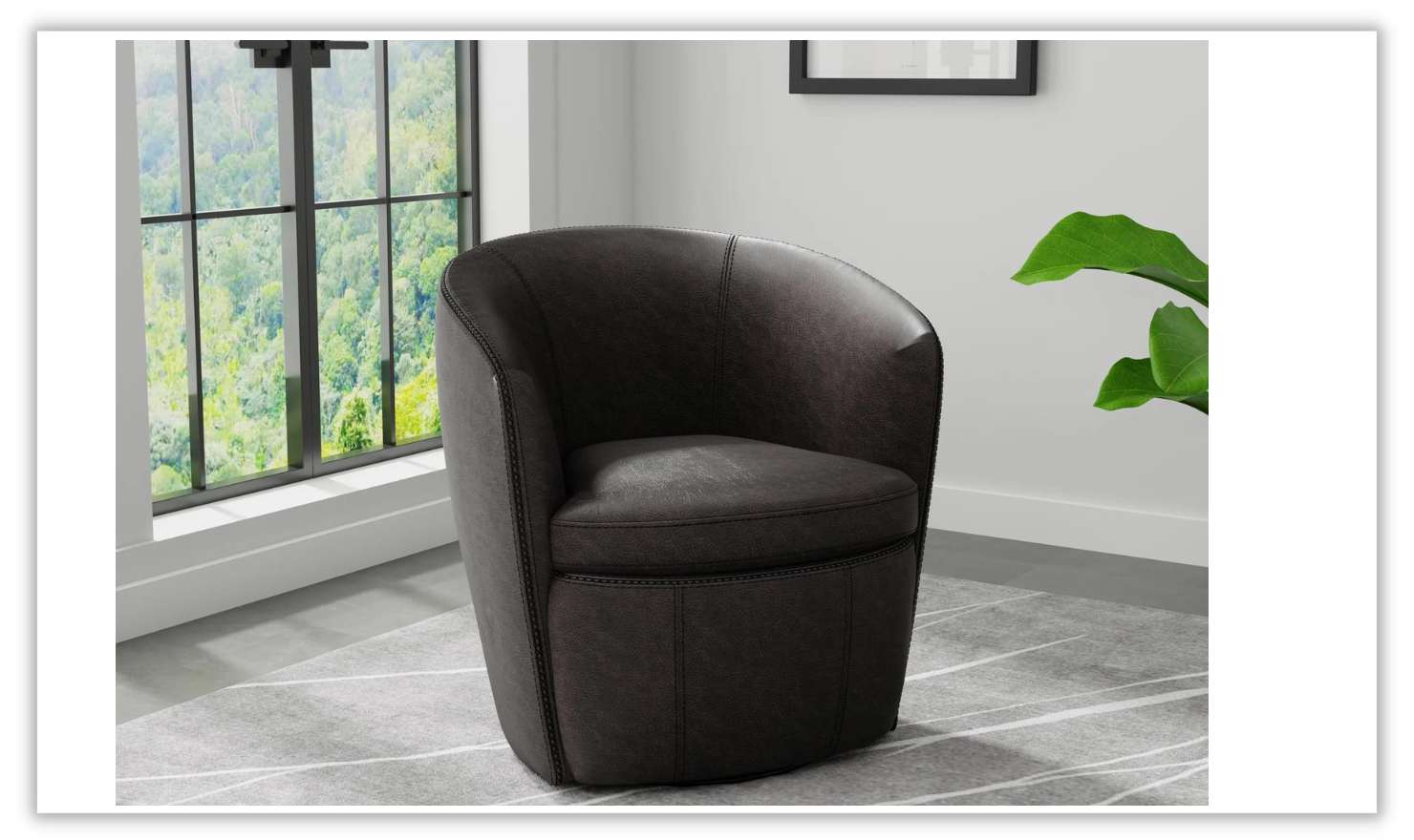 Barolo Leather Swivel Club Chair by Jennifer Furniture