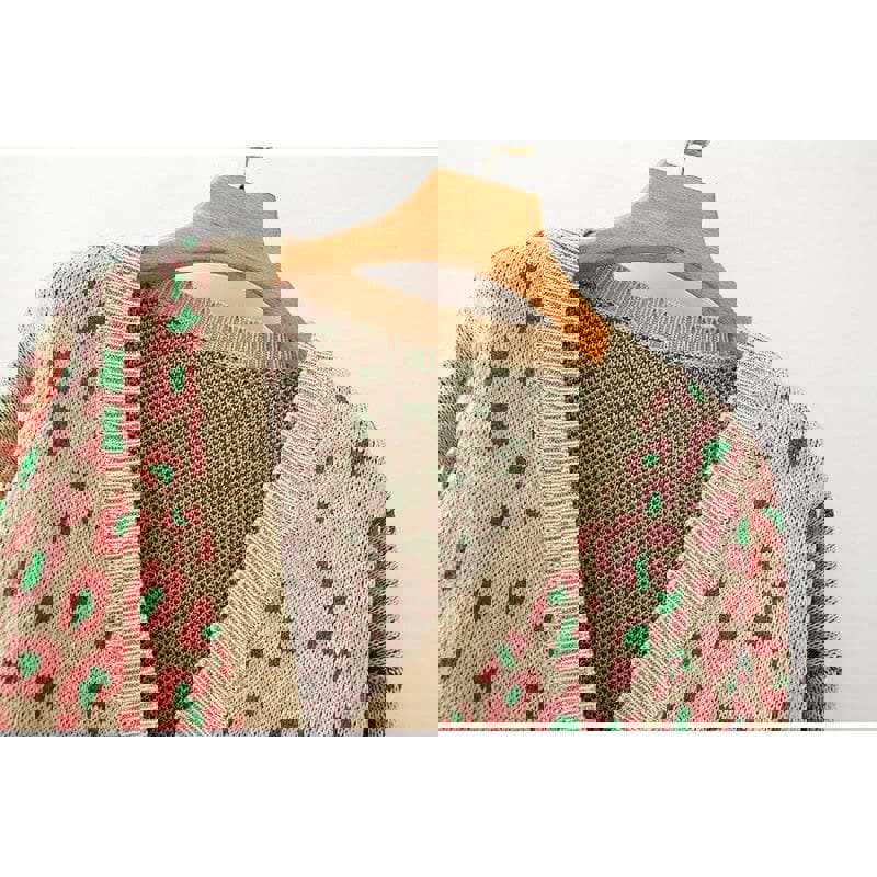 FASHION LEOPARD PATTERN KNITTED SWEATER