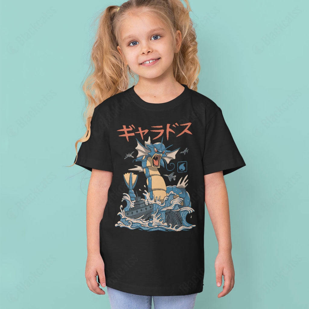 PKM Flying Water Kaiju Shiny Gyarados Kid Custom Graphic T-Shirt